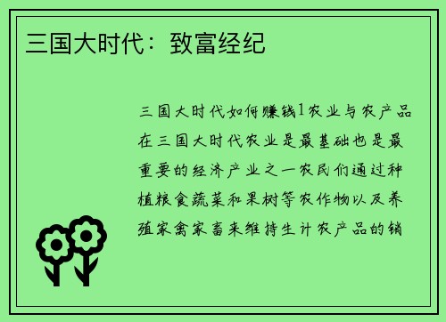 三国大时代：致富经纪